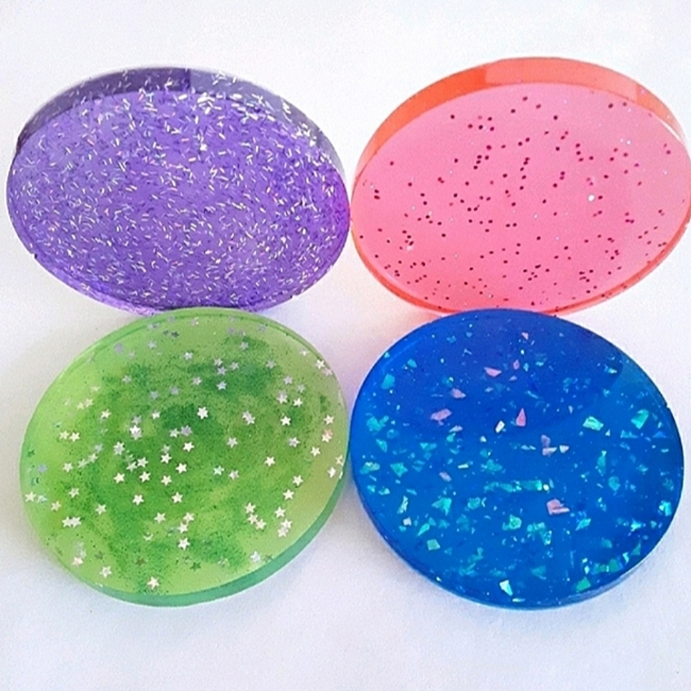 Set of four multicolored glitter resin drink car coasters new handmade gifts